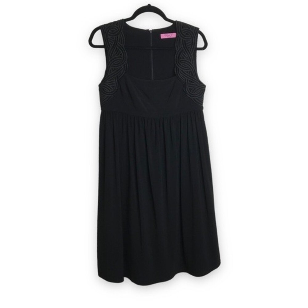 Eliza J Little Black Dress LBD Sleeveless Cocktail Dress Shoulder Detail Size 10